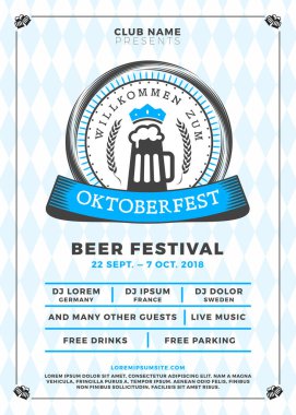 Oktoberfest bira festivali kutlama. Tipografi şablon bira partisi için poster veya el ilanı. Vektör çizim