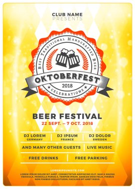 Oktoberfest bira festivali kutlama. Tipografi şablon bira partisi için poster veya el ilanı. Vektör çizim