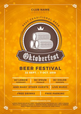 Oktoberfest bira festivali kutlama. Tipografi şablon bira partisi için poster veya el ilanı. Vektör çizim