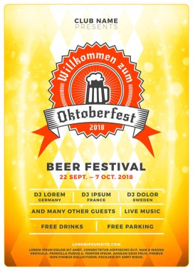 Oktoberfest bira festivali kutlama. Tipografi şablon bira partisi için poster veya el ilanı. Vektör çizim