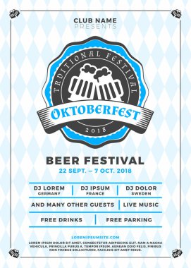 Oktoberfest bira festivali kutlama. Tipografi şablon bira partisi için poster veya el ilanı. Vektör çizim
