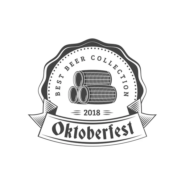 Oktoberfest Viering Label Bier Festival Retro Stijl Badge Embleem Zwart — Stockvector