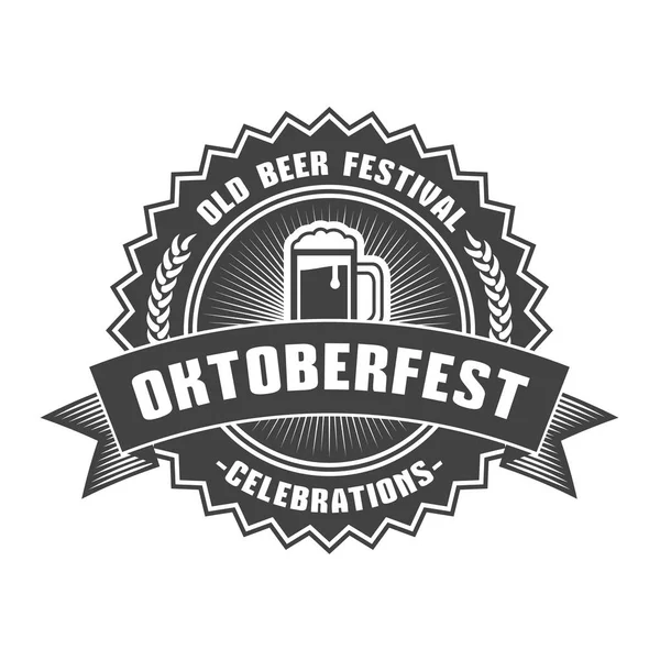 Oktoberfest Viering Label Bier Festival Retro Stijl Badge Embleem Zwart — Stockvector