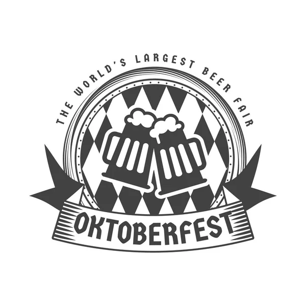 Oktoberfest Celebration Beer Festival Retro Style Badge Label Emblem Black — Stock Vector