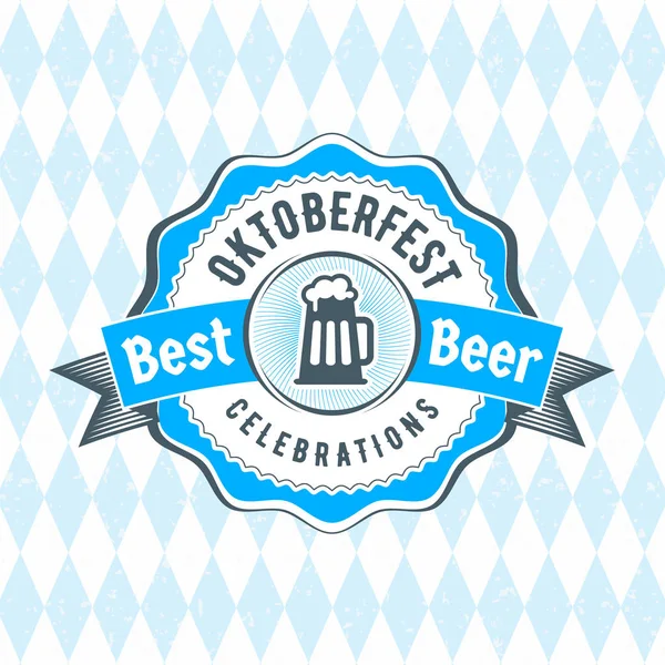 Beer Festival Oktoberfest Celebrations Vintage Beer Badge Traditional Bavarian Linen — Stock Vector