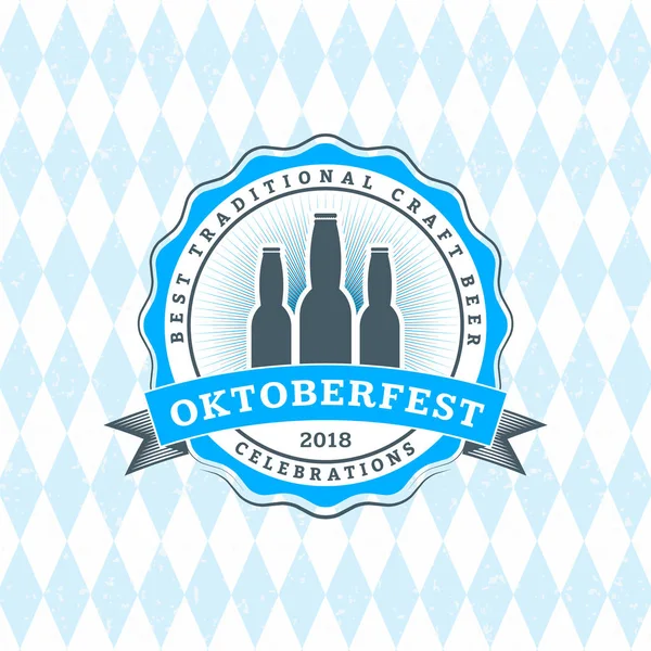 Bier Festival Oktoberfest Vieringen Vintage Bier Badge Achtergrond Traditionele Beierse — Stockvector