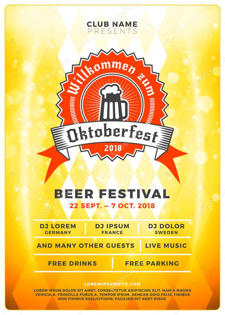 Oktoberfest beer festival celebration. Typography poster or flyer template for beer party. Vector illustration