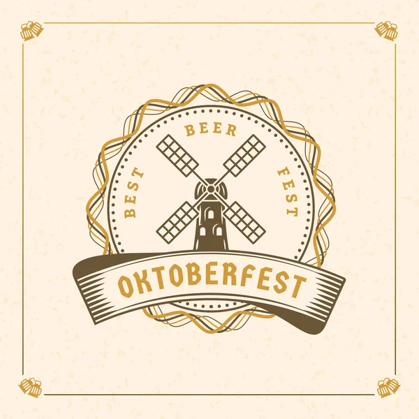 Beer Festival Oktoberfest Celebrations Vintage Beer Badge Vector Illustration — Stock Vector