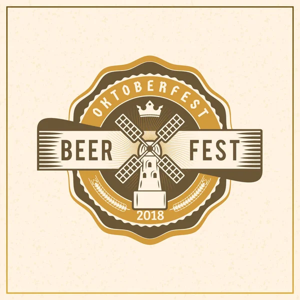 Beer Festival Oktoberfest Celebrations Vintage Beer Badge Vector Illustration — Stock Vector