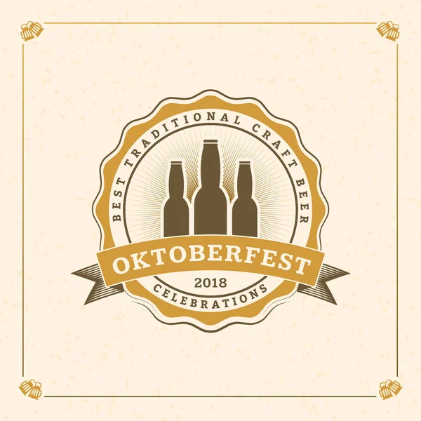 Festival Cerveza Oktoberfest Celebraciones Insignia Cerveza Vintage Ilustración Vectorial — Archivo Imágenes Vectoriales