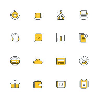 Düz çizgi iş simgeler kümesi. Vektör çizim