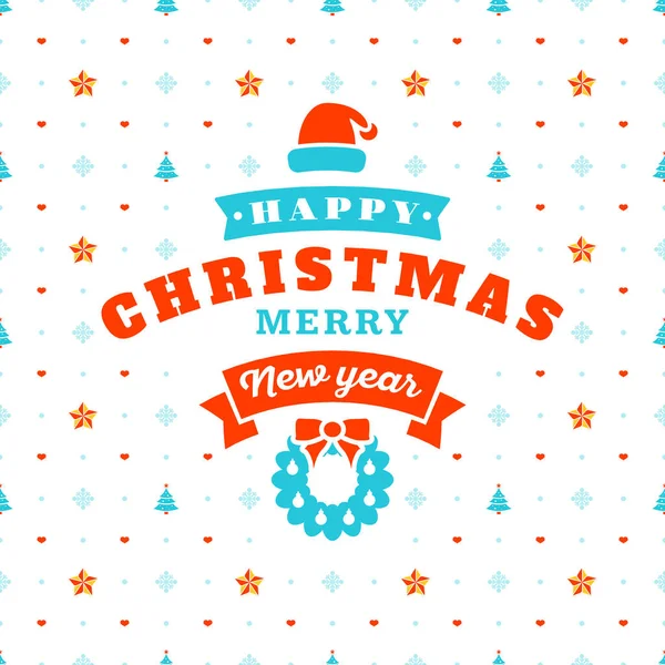 Merry Christmas Happy New Year Retro Design Seamless Background Vector — Stock Vector