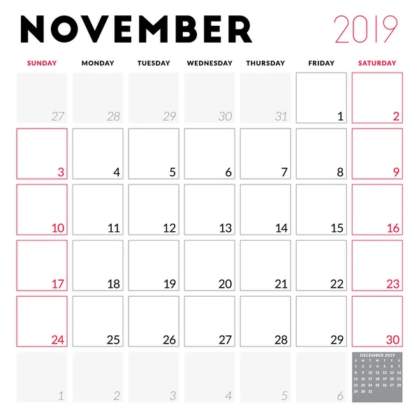 2,696 Calendar november 2019 Vector Images | Depositphotos