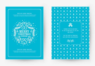 Neşeli Noel tebrik kartı şablonu. Tipografik retro tasarımı. Vektör çizim