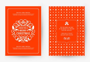 Neşeli Noel tebrik kartı şablonu. Tipografik retro tasarımı. Vektör çizim