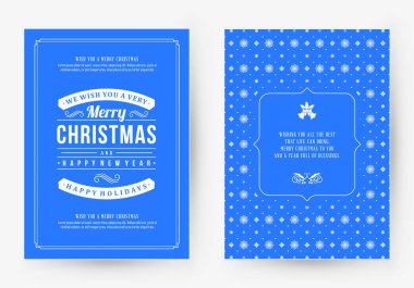 Neşeli Noel tebrik kartı şablonu. Tipografik retro tasarımı. Vektör çizim