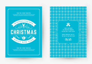 Neşeli Noel tebrik kartı şablonu. Tipografik retro tasarımı. Vektör çizim