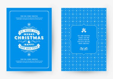 Neşeli Noel tebrik kartı şablonu. Tipografik retro tasarımı. Vektör çizim