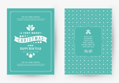 Neşeli Noel tebrik kartı şablonu. Tipografik retro tasarımı. Vektör çizim