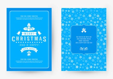 Neşeli Noel tebrik kartı şablonu. Tipografik retro tasarımı. Vektör çizim