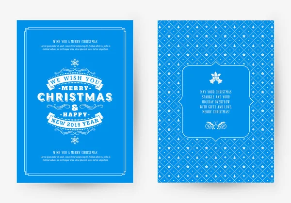 Joyeux Noël Modèle Carte Voeux Design Typographique Rétro Illustration Vectorielle — Image vectorielle