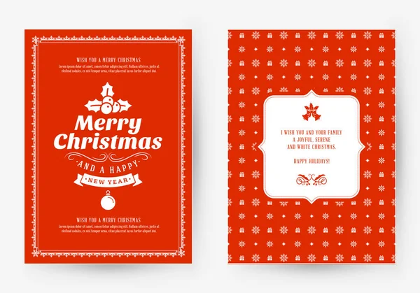Joyeux Noël Modèle Carte Voeux Design Typographique Rétro Illustration Vectorielle — Image vectorielle