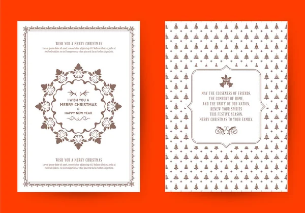 Feliz Navidad Plantilla Tarjeta Felicitación Diseño Tipográfico Retro Ilustración Vectorial — Vector de stock