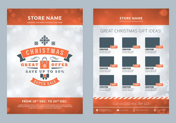 Kerstmis Verkoop Catalogus Ontwerp Business Flyer Sjabloon Vintage Badge Met — Stockvector