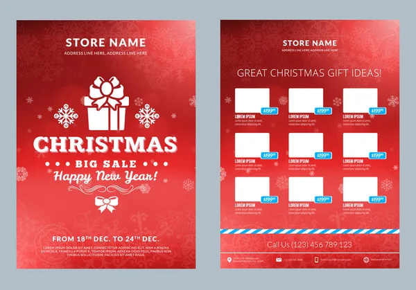 Kerstmis Verkoop Catalogus Ontwerp Business Flyer Sjabloon Vintage Badge Met — Stockvector