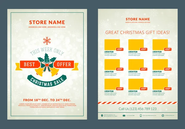 Kerstmis Verkoop Catalogus Ontwerp Business Flyer Sjabloon Vintage Badge Met — Stockvector