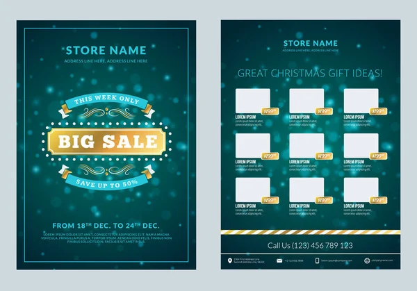 Kerstmis Verkoop Catalogus Ontwerp Business Flyer Sjabloon Vintage Badge Met — Stockvector