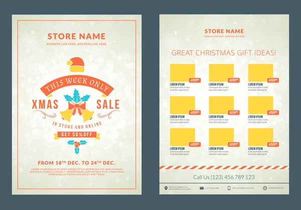 Kerstmis Verkoop Catalogus Ontwerp Business Flyer Sjabloon Vintage Badge Met — Stockvector