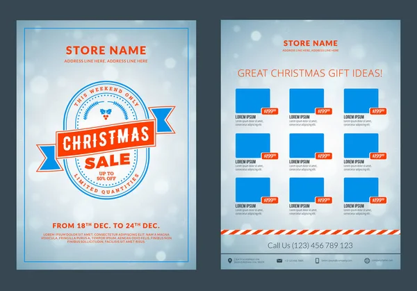 Kerstmis Verkoop Catalogus Ontwerp Business Flyer Sjabloon Vintage Badge Met — Stockvector