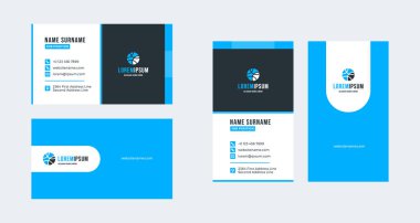 Çift taraflı yaratıcı kartvizit şablonu. Dikey ve yatay yönlendirme. Yatay ve dikey düzen. Vektör çizim