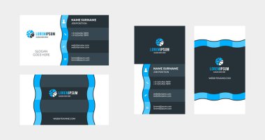 Çift taraflı yaratıcı kartvizit şablonu. Dikey ve yatay yönlendirme. Yatay ve dikey düzen. Vektör çizim