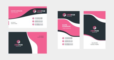 Çift taraflı yaratıcı kartvizit şablonu. Dikey ve yatay yönlendirme. Yatay ve dikey düzen. Vektör çizim