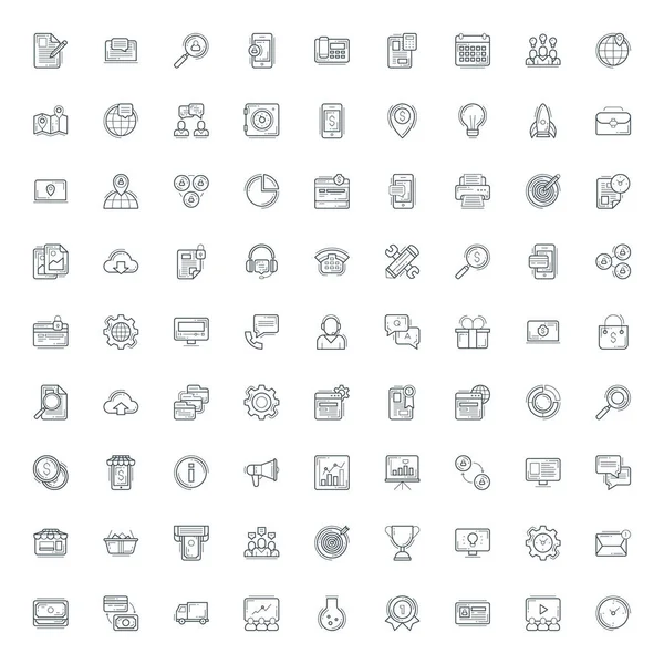 Joukko litteä linja liiketoiminnan kuvakkeet. Litteä linja kuvitus käsite web banneri ja painettuja materiaaleja. Vektoriesimerkki — vektorikuva