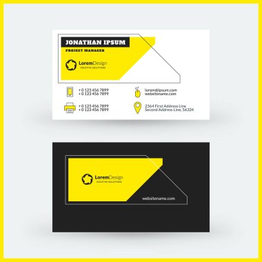 Çift taraflı yatay kartvizit şablonu. Vektör mockup çizim. İleti örneği tasarım