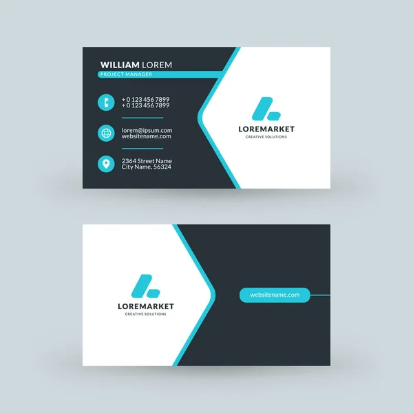 Double-sided horizontal modern business card template. Vector mockup illustration. Stationery design — Stock Vector