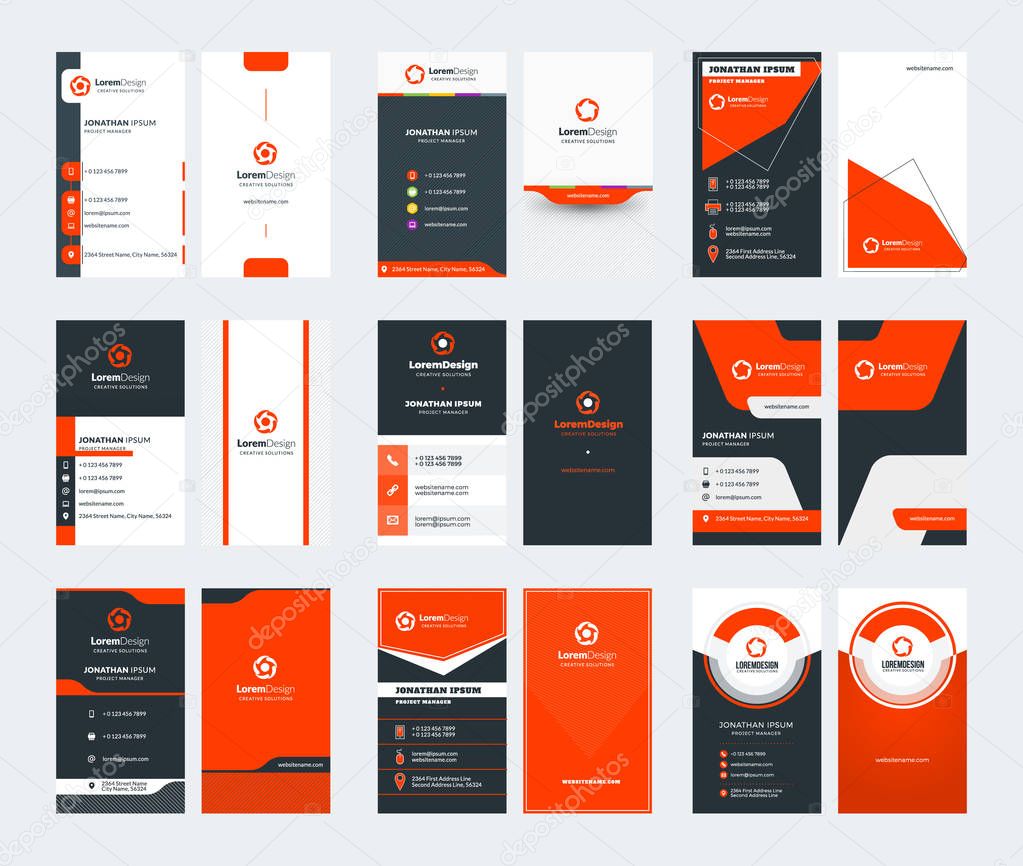 ✓ Set of 20 double sided vertical business card templates. Red Within Double Sided Business Card Template Illustrator