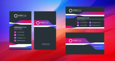 Çift taraflı yaratıcı kartvizit şablonu. Dikey ve yatay yönlendirme. Yatay ve dikey düzen. Vektör çizim