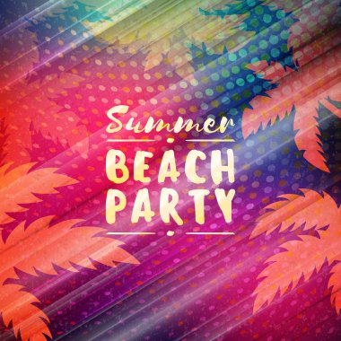Yaz gecesi parti ilanı. Renkli soyut arka plana sahip vektör tasarım şablonu