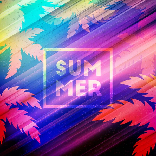 Flyer de soirée d'été. Modèle de conception vectorielle avec fond abstrait coloré — Image vectorielle