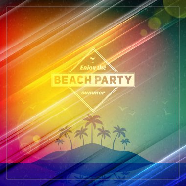 Yaz gecesi parti ilanı. Renkli soyut arka plana sahip vektör tasarım şablonu