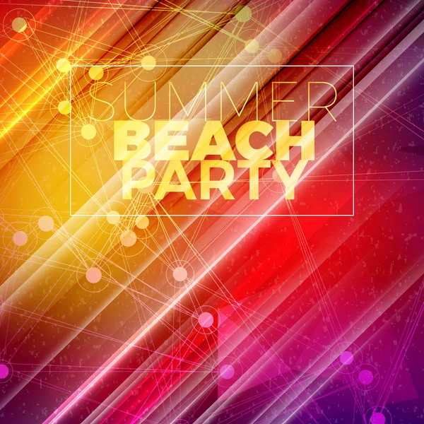 Summer night party flyer. Vector design template with colorful abstract background — Stock Vector