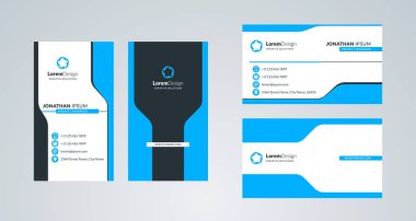 Çift taraflı yaratıcı kartvizit şablonu. Dikey ve yatay yönlendirme. Yatay ve dikey düzen. Vektör çizim