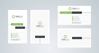 Çift taraflı yaratıcı kartvizit şablonu. Dikey ve yatay yönlendirme. Yatay ve dikey düzen. Vektör çizim