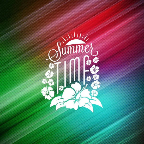 夏休みポスター。カラフルなレトロな背景にタイポグラフィサマーバッジ。ベクトルイラスト — ストックベクタ