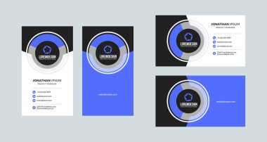 Çift taraflı yaratıcı kartvizit şablonu. Dikey ve yatay yönlendirme. Yatay ve dikey düzen. Vektör çizim