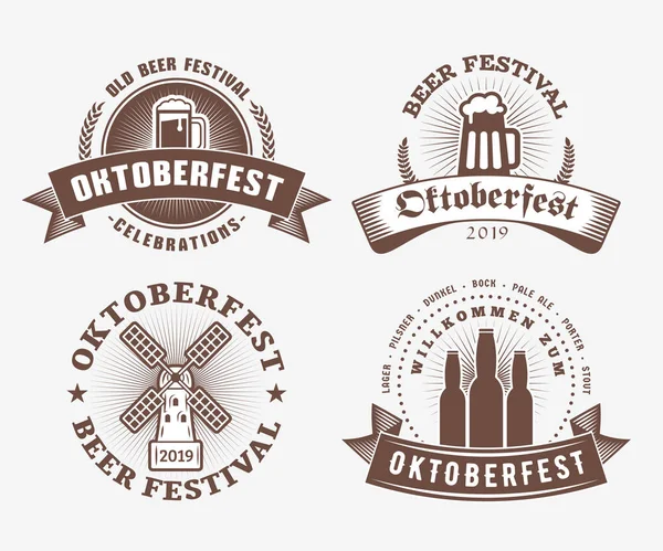 Bier festival Oktoberfest vieringen. Set van retro vintage bier badges, etiketten, logo's voor bar, pub, bier partij. Vector designelementen — Stockvector